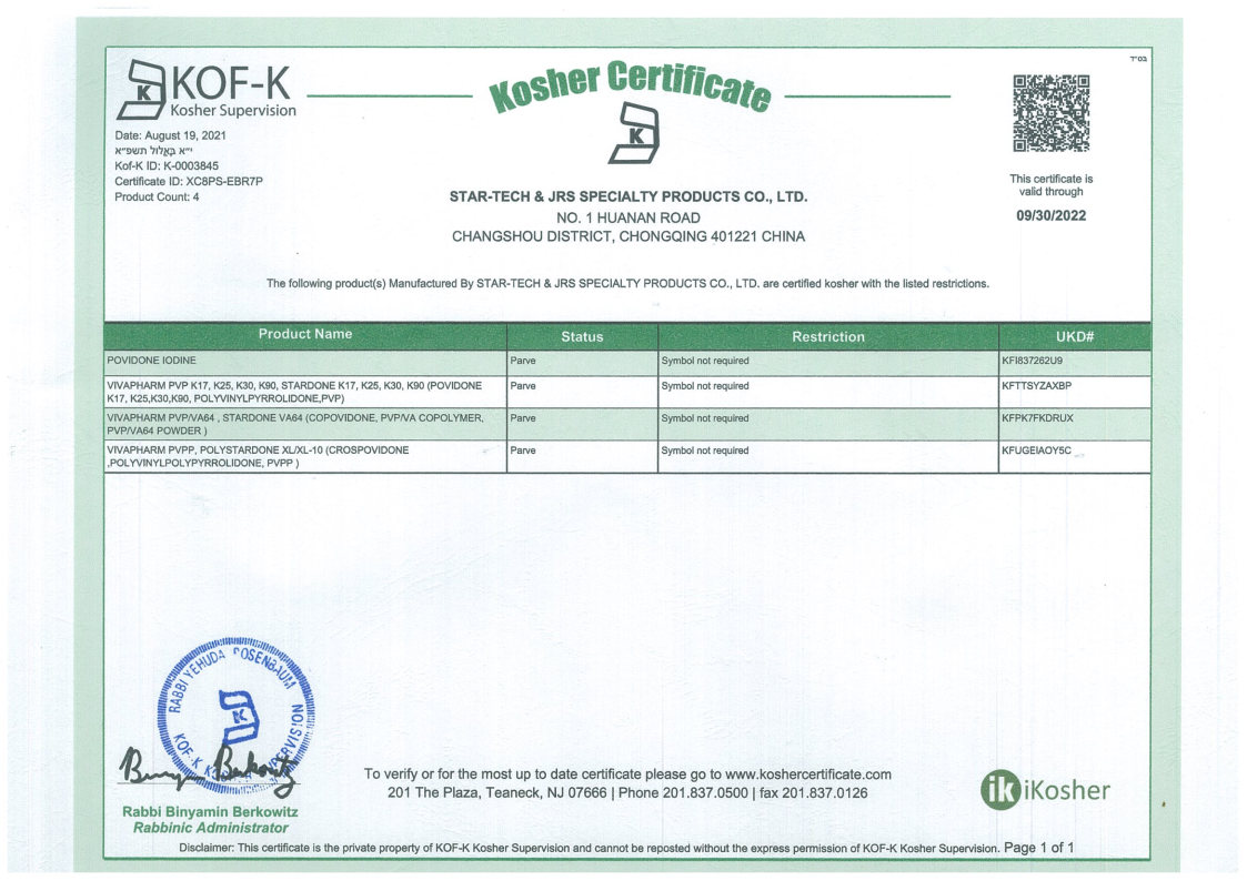 Kosher Certificate